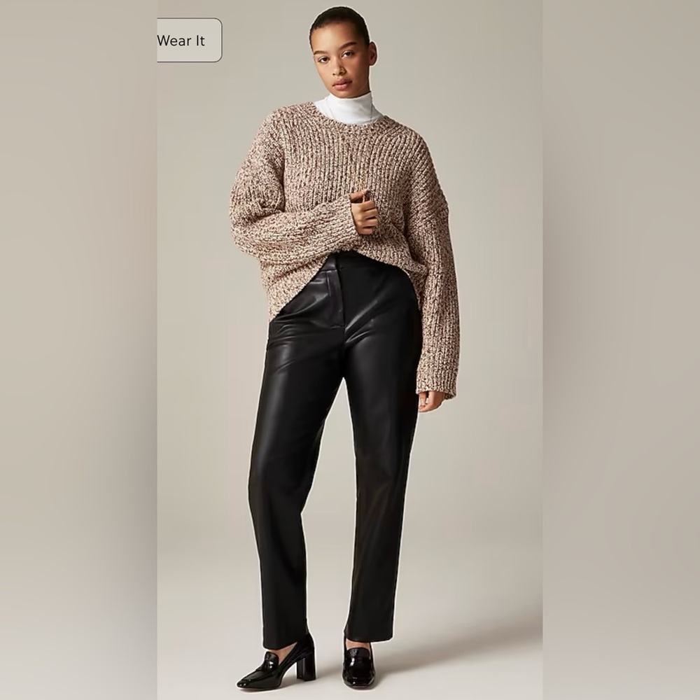 JCrew Faux Leather Kate Straight Leg Pant Black Size 8 NEVER WORN
